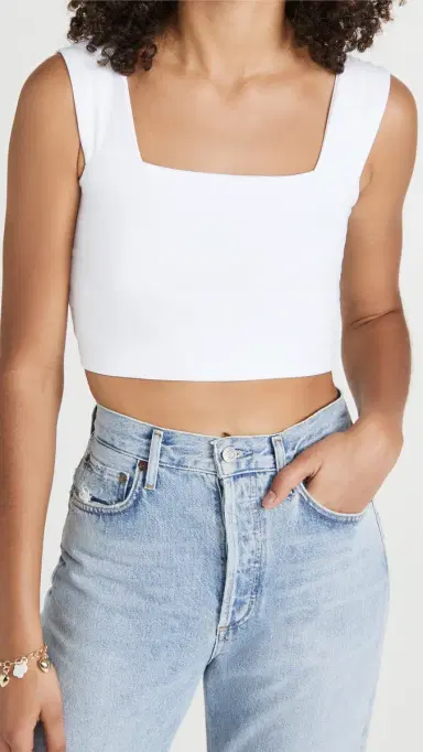 susana monaco Wide Strap Crop Top Sugar | Thumbnail 2 susana monaco Wide Strap Crop Top Sugar | Thumbnail 2