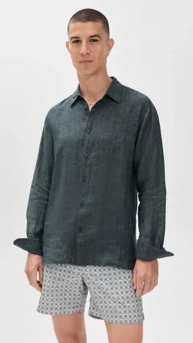 Orlebar Brown Justin Lino Stitched Button Down | Thumbnail 2 Orlebar Brown Justin Lino Stitched Button Down | Thumbnail 2