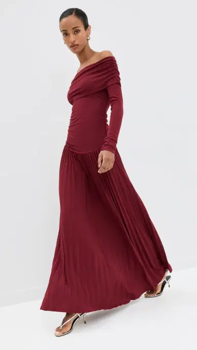 Lioness Field of Dreams Long Sleeve Maxi Dress Burgundy | Thumbnail 2 Lioness Field of Dreams Long Sleeve Maxi Dress Burgundy | Thumbnail 2