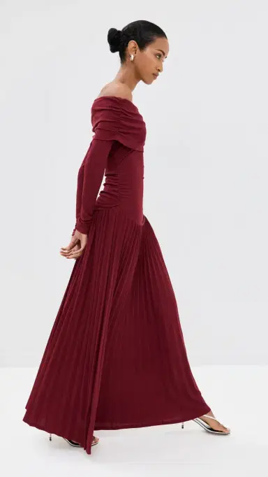 Lioness Field of Dreams Long Sleeve Maxi Dress Burgundy | Thumbnail 5 Lioness Field of Dreams Long Sleeve Maxi Dress Burgundy | Thumbnail 5
