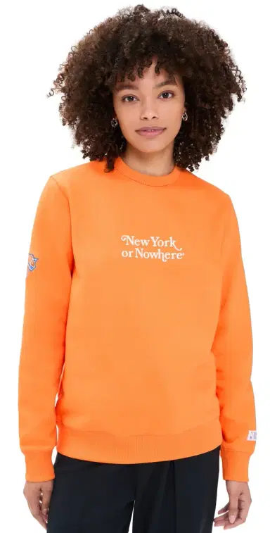 New York or Nowhere Knicks Classic Crewneck weatshirt Orange Garment Dyed | Thumbnail 1 New York or Nowhere Knicks Classic Crewneck weatshirt Orange Garment Dyed | Thumbnail 1