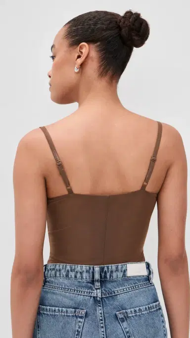 Good American Mesh Bustier Thong Bodysuit Saddlewood | Thumbnail 3 Good American Mesh Bustier Thong Bodysuit Saddlewood | Thumbnail 3