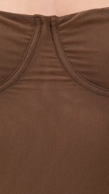 Good American Mesh Bustier Thong Bodysuit Saddlewood | Thumbnail 6 Good American Mesh Bustier Thong Bodysuit Saddlewood | Thumbnail 6
