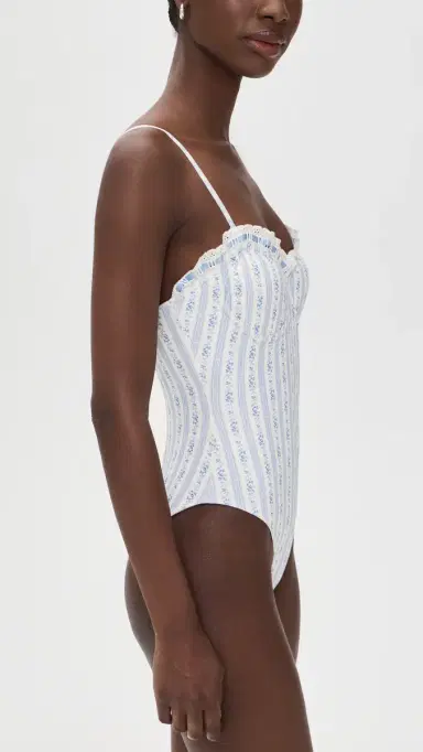 LoveShackFancy Brooksie One Piece Denim Sky | Thumbnail 4 LoveShackFancy Brooksie One Piece Denim Sky | Thumbnail 4