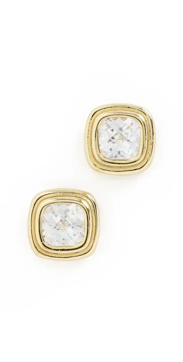 Reagan Cushion Stud Earrings Gold One Size Reagan Cushion Stud Earrings Gold One Size