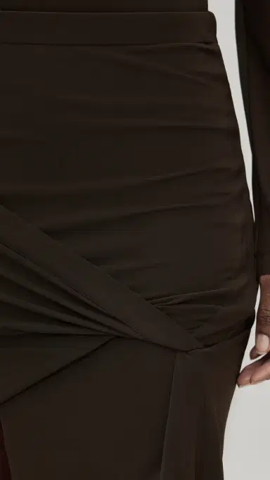 Helmut Lang Twisted Drape Skirt Bistre | Thumbnail 6 Helmut Lang Twisted Drape Skirt Bistre | Thumbnail 6