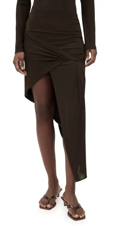 Helmut Lang Twisted Drape Skirt Bistre | Thumbnail 1 Helmut Lang Twisted Drape Skirt Bistre | Thumbnail 1