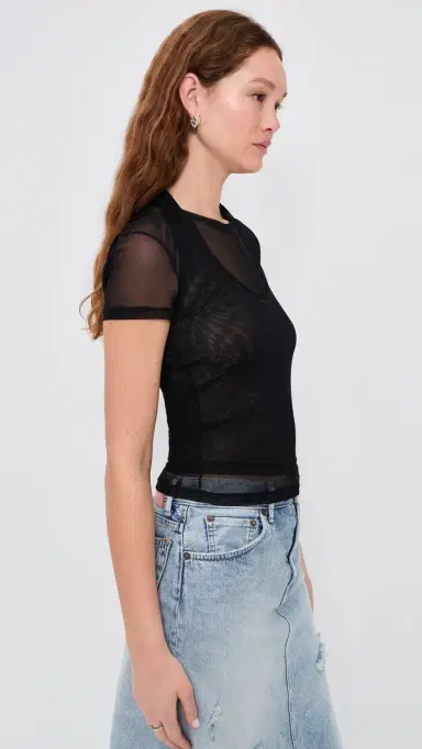 Helmut Lang Mesh Layered Tee Black | Thumbnail 4 Helmut Lang Mesh Layered Tee Black | Thumbnail 4