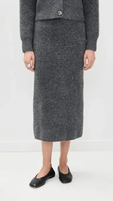 LE BOP Ines Knit Midi kirt Charcoal Grey | Thumbnail 2 LE BOP Ines Knit Midi kirt Charcoal Grey | Thumbnail 2
