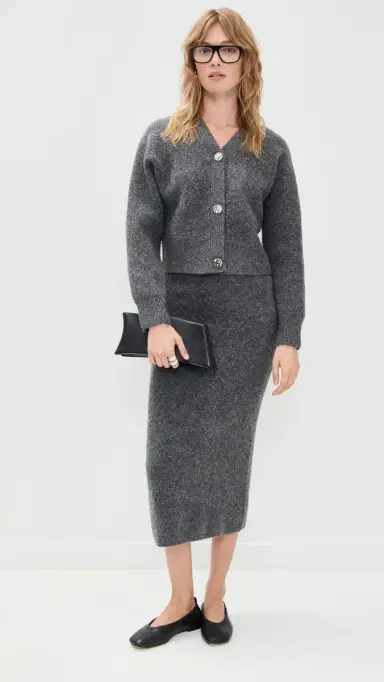 LE BOP Ines Knit Midi kirt Charcoal Grey | Thumbnail 5 LE BOP Ines Knit Midi kirt Charcoal Grey | Thumbnail 5