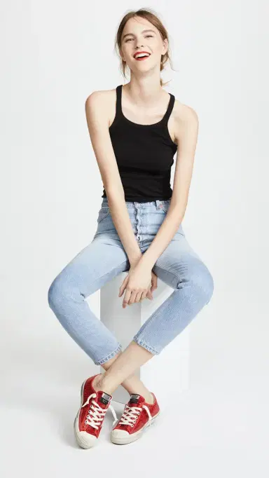 RE/DONE Ribbed Tank Black | Thumbnail 2 RE/DONE Ribbed Tank Black | Thumbnail 2