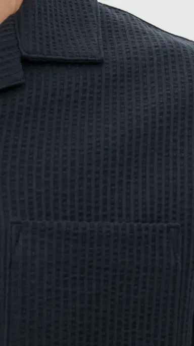 Vince eersucker Knit hort leeve Johnny Collar Coastal | Thumbnail 6 Vince eersucker Knit hort leeve Johnny Collar Coastal | Thumbnail 6