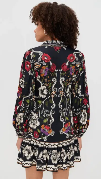 FARM Rio Rococo Flowers Black ini Dress Rococo Flowers Black | Thumbnail 3 FARM Rio Rococo Flowers Black ini Dress Rococo Flowers Black | Thumbnail 3