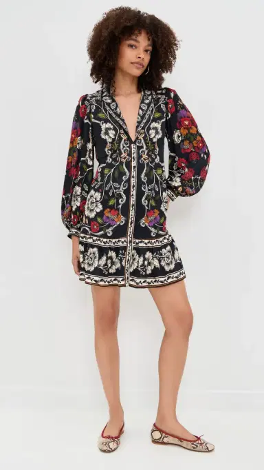 FARM Rio Rococo Flowers Black ini Dress Rococo Flowers Black | Thumbnail 5 FARM Rio Rococo Flowers Black ini Dress Rococo Flowers Black | Thumbnail 5