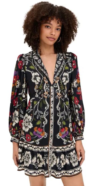 FARM Rio Rococo Flowers Black ini Dress Rococo Flowers Black | Thumbnail 1 FARM Rio Rococo Flowers Black ini Dress Rococo Flowers Black | Thumbnail 1