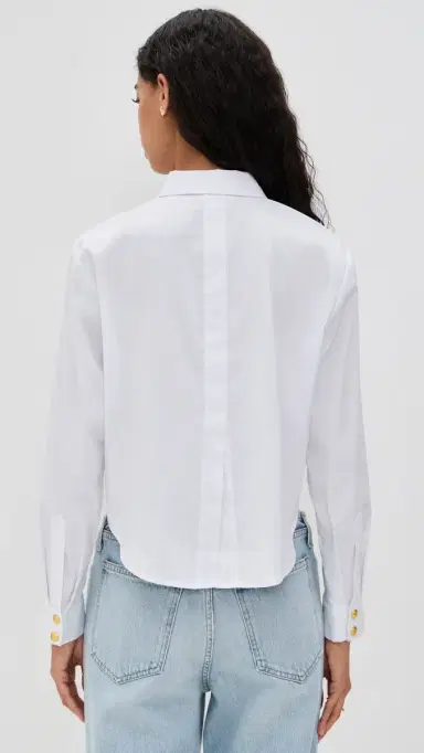 L'AGENCE Cosette Crop High Low Shirt White/Gold | Thumbnail 3 L'AGENCE Cosette Crop High Low Shirt White/Gold | Thumbnail 3