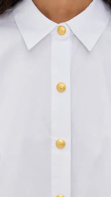 L'AGENCE Cosette Crop High Low Shirt White/Gold | Thumbnail 6 L'AGENCE Cosette Crop High Low Shirt White/Gold | Thumbnail 6