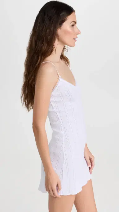 COUCOU The Cami Slip Dress: Pointelle White | Thumbnail 4 COUCOU The Cami Slip Dress: Pointelle White | Thumbnail 4
