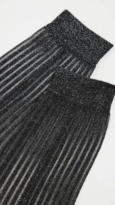 Stems Fine Ribbed Metallic Crew Socks Black One Size | Thumbnail 3 Stems Fine Ribbed Metallic Crew Socks Black One Size | Thumbnail 3