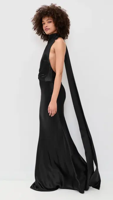 Misha The Cameron Satin Dress Black | Thumbnail 2 Misha The Cameron Satin Dress Black | Thumbnail 2
