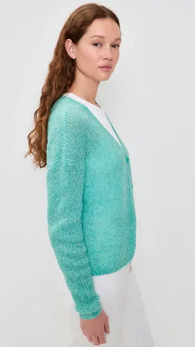 American Vintage Nuggy Cardigan Turquoise Fluo Chine S | Thumbnail 4 American Vintage Nuggy Cardigan Turquoise Fluo Chine S | Thumbnail 4