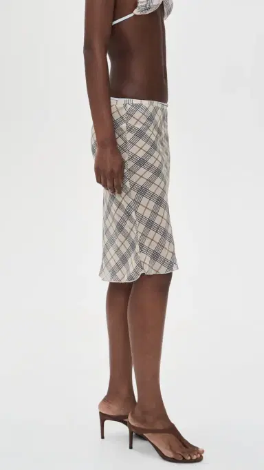 Lioness horeline Midi Coverup Skirt Beige Plaid | Thumbnail 4 Lioness horeline Midi Coverup Skirt Beige Plaid | Thumbnail 4