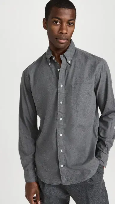 Gitman Vintage Classic Cotton Flannel Shirt Grey | Thumbnail 2 Gitman Vintage Classic Cotton Flannel Shirt Grey | Thumbnail 2