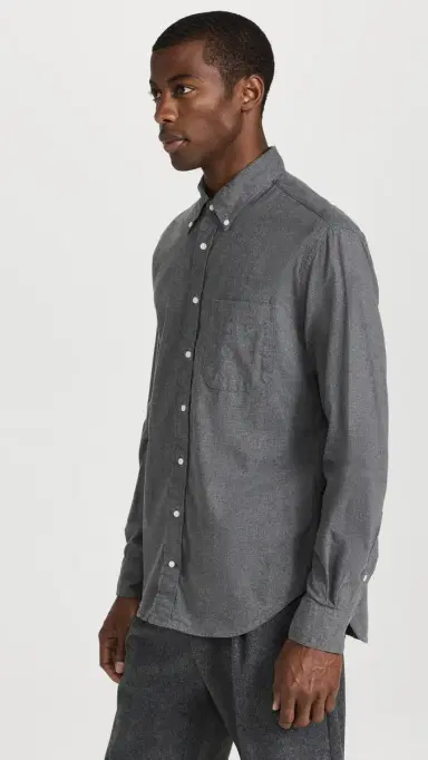 Gitman Vintage Classic Cotton Flannel Shirt Grey | Thumbnail 4 Gitman Vintage Classic Cotton Flannel Shirt Grey | Thumbnail 4