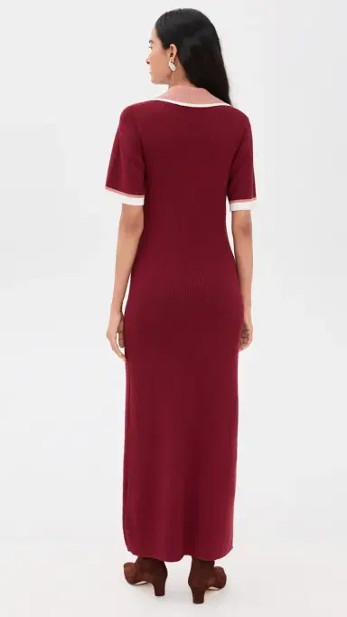 LE BOP Boucle Polo Maxi Dress Cabernet | Thumbnail 3 LE BOP Boucle Polo Maxi Dress Cabernet | Thumbnail 3