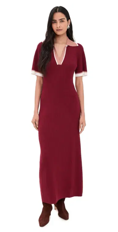 LE BOP Boucle Polo Maxi Dress Cabernet | Thumbnail 1 LE BOP Boucle Polo Maxi Dress Cabernet | Thumbnail 1