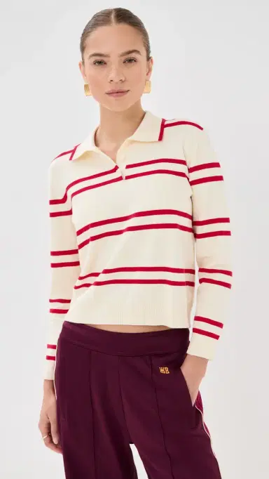 State & Lake Long Sleeve triped Polo White/Red | Thumbnail 3 State & Lake Long Sleeve triped Polo White/Red | Thumbnail 3