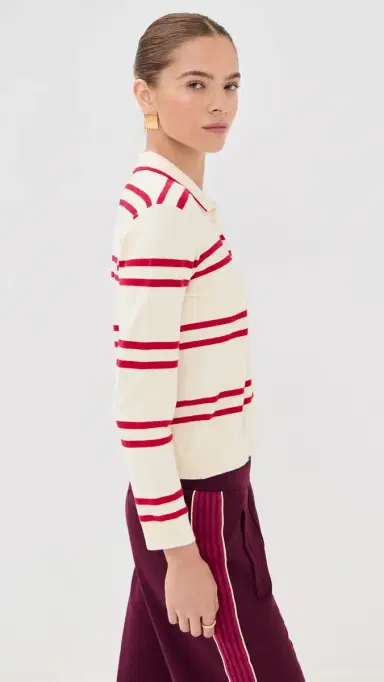 State & Lake Long Sleeve triped Polo White/Red | Thumbnail 5 State & Lake Long Sleeve triped Polo White/Red | Thumbnail 5