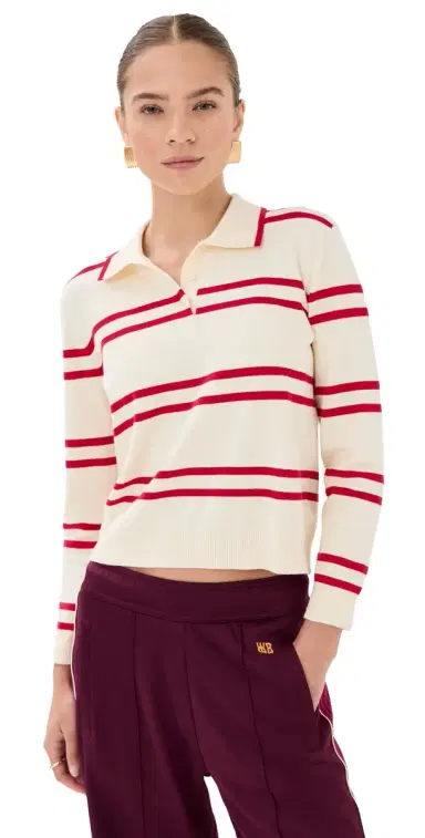 State & Lake Long Sleeve triped Polo White/Red | Thumbnail 1 State & Lake Long Sleeve triped Polo White/Red | Thumbnail 1