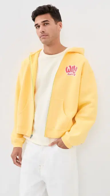 Willy Chavarria Willy Ropita Shrunken Zip Hoodie Butter | Thumbnail 2 Willy Chavarria Willy Ropita Shrunken Zip Hoodie Butter | Thumbnail 2