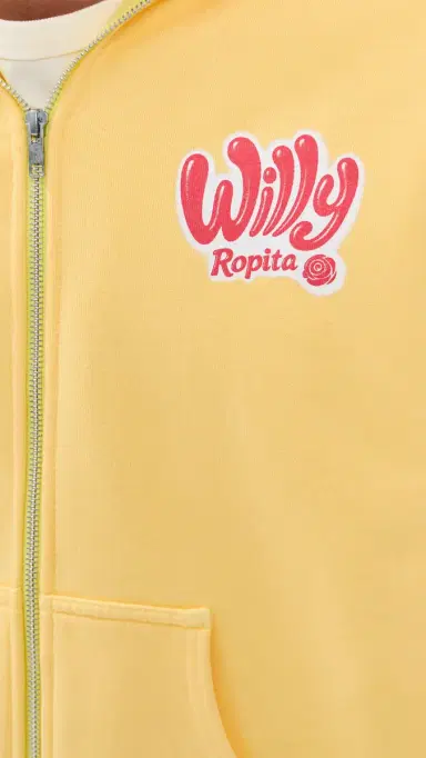 Willy Chavarria Willy Ropita Shrunken Zip Hoodie Butter | Thumbnail 6 Willy Chavarria Willy Ropita Shrunken Zip Hoodie Butter | Thumbnail 6