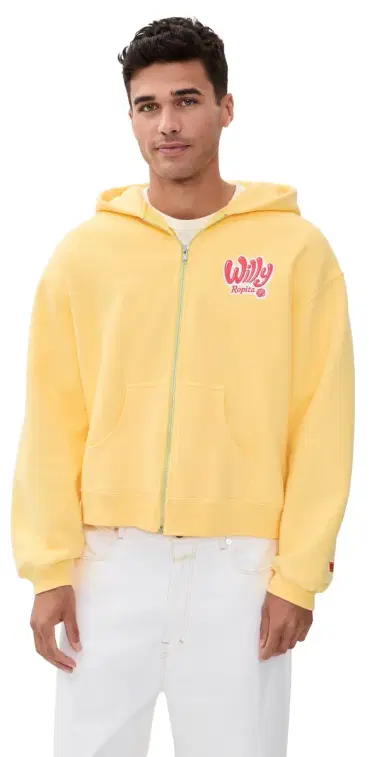Willy Chavarria Willy Ropita Shrunken Zip Hoodie Butter | Thumbnail 1 Willy Chavarria Willy Ropita Shrunken Zip Hoodie Butter | Thumbnail 1