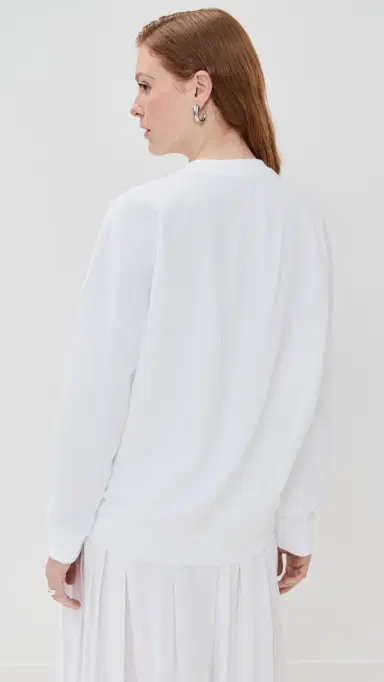 Tibi Lightweight Crew Neck Sweatshirt White | Thumbnail 3 Tibi Lightweight Crew Neck Sweatshirt White | Thumbnail 3