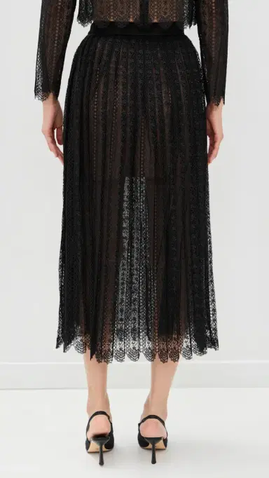 Self-Portrait Black Organza Lace Midi Skirt Black | Thumbnail 3 Self-Portrait Black Organza Lace Midi Skirt Black | Thumbnail 3
