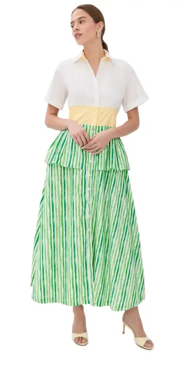 Rosie Assoulin Boogie Woogie Bugle Boy Dress Green | Thumbnail 1 Rosie Assoulin Boogie Woogie Bugle Boy Dress Green | Thumbnail 1