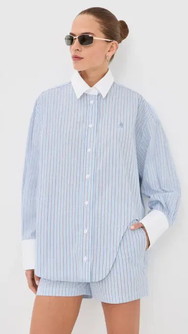 The Attico Stripe Button Down Shirt Light Blue/White | Thumbnail 2 The Attico Stripe Button Down Shirt Light Blue/White | Thumbnail 2