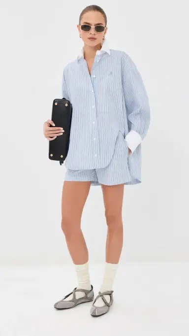 The Attico Stripe Button Down Shirt Light Blue/White | Thumbnail 5 The Attico Stripe Button Down Shirt Light Blue/White | Thumbnail 5
