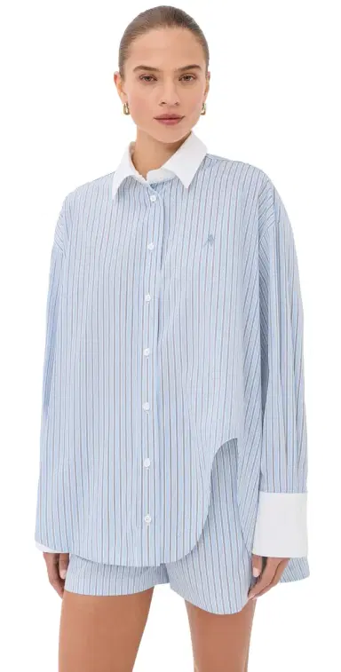 The Attico Stripe Button Down Shirt Light Blue/White | Thumbnail 1 The Attico Stripe Button Down Shirt Light Blue/White | Thumbnail 1