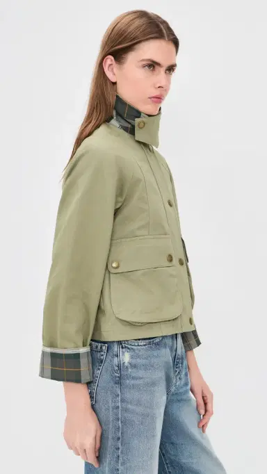Barbour Cropped Beadnell Casual Jacket Bleached Olive/Ancient | Thumbnail 4 Barbour Cropped Beadnell Casual Jacket Bleached Olive/Ancient | Thumbnail 4