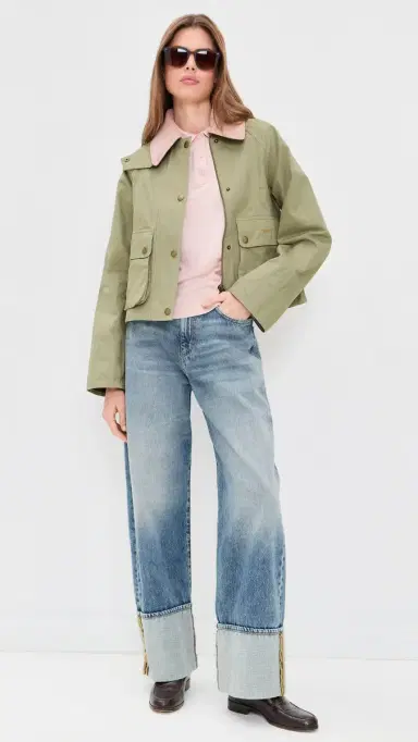Barbour Cropped Beadnell Casual Jacket Bleached Olive/Ancient | Thumbnail 5 Barbour Cropped Beadnell Casual Jacket Bleached Olive/Ancient | Thumbnail 5