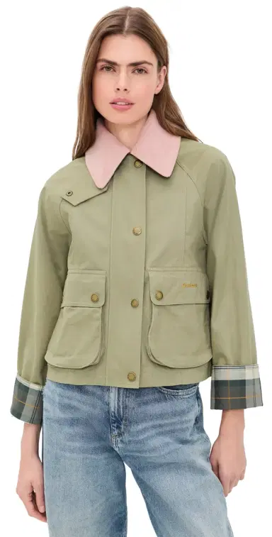 Barbour Cropped Beadnell Casual Jacket Bleached Olive/Ancient | Thumbnail 1 Barbour Cropped Beadnell Casual Jacket Bleached Olive/Ancient | Thumbnail 1