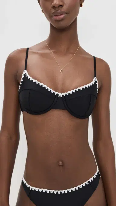 Ramy Brook Emmeline Bikini Top Black w/ White Crochet S | Thumbnail 2 Ramy Brook Emmeline Bikini Top Black w/ White Crochet S | Thumbnail 2