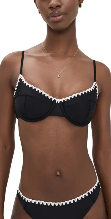 Ramy Brook Emmeline Bikini Top Black w/ White Crochet S | Thumbnail 1 Ramy Brook Emmeline Bikini Top Black w/ White Crochet S | Thumbnail 1