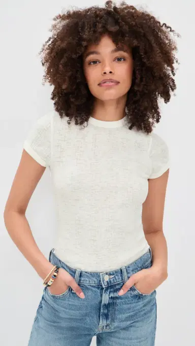 MOTHER The Itty Bitty Ringer Tee Antique White | Thumbnail 2 MOTHER The Itty Bitty Ringer Tee Antique White | Thumbnail 2