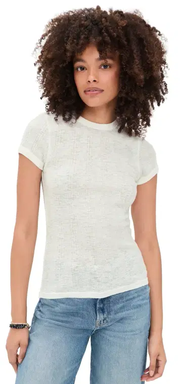 MOTHER The Itty Bitty Ringer Tee Antique White | Thumbnail 1 MOTHER The Itty Bitty Ringer Tee Antique White | Thumbnail 1