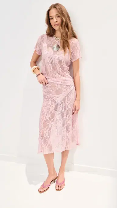 LE BOP Lace Skirt Pink M | Thumbnail 2 LE BOP Lace Skirt Pink M | Thumbnail 2